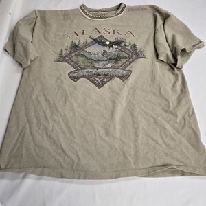 Vintage Alaska Eagle Souvenir Graphic Tee Prarie Mountain Tshirt XXL